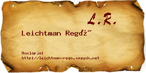 Leichtman Regő névjegykártya